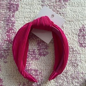 NWT hot pink satin knotted headband